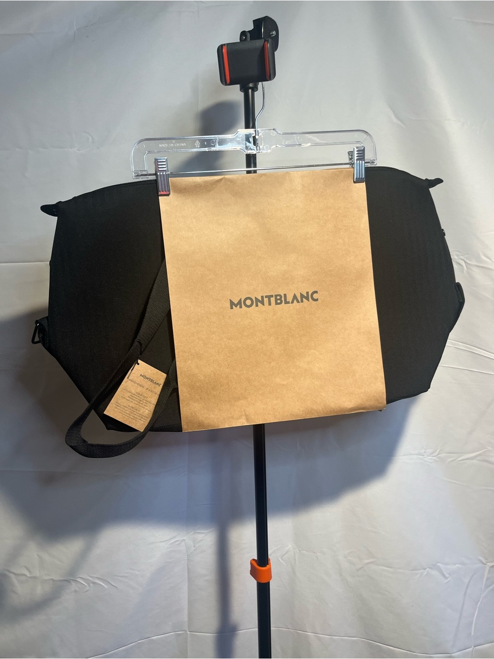 Montblanc Parfums Stylish Black Canvas Weekender Duffle Bag